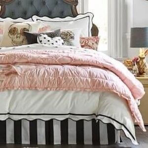 Emily & Meritt Black White Circus Stripe Bedskirt Full 17” Drop Cotton PB Teen